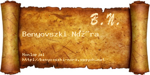 Benyovszki Nóra névjegykártya